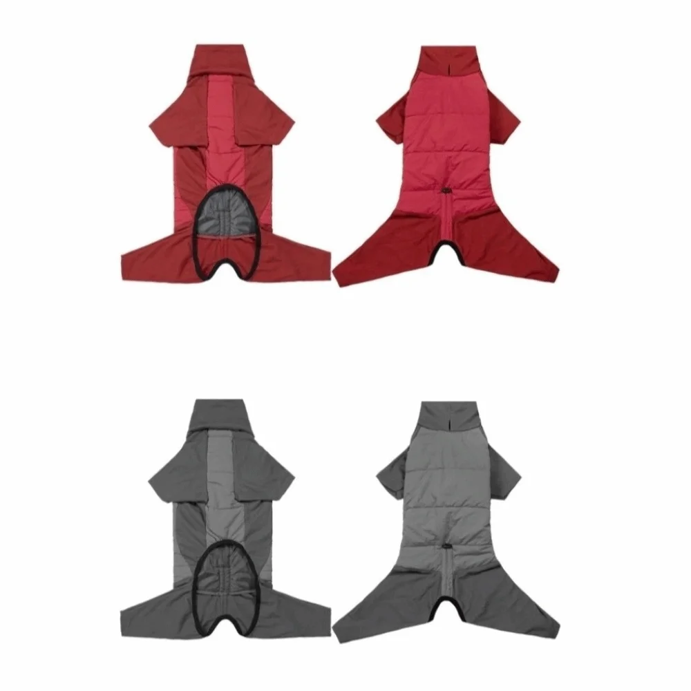 

High Collar Winter Pet Jumpsuit Windproof Thickened Cotton Dog Four-Legged Hoodie Warm Waterproof Puppy Cotton Coat