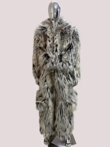 Mauroicardi Winter Long Colorful Thick Warm Hairy Fluffy Faux Fox Fur Wide Leg Pants Men Luxury  Designer Emo Clothes Streetwear