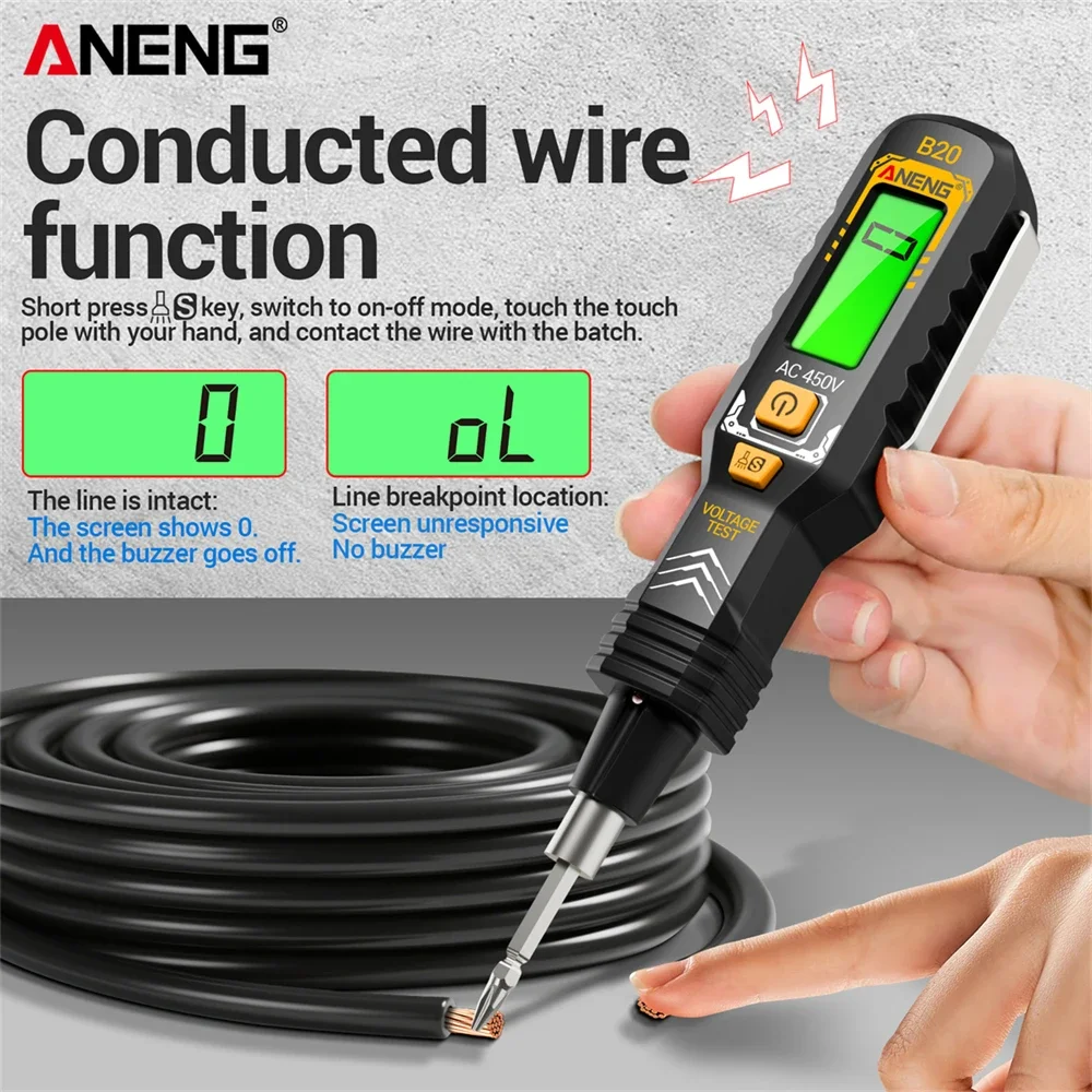 ANENG B20 معزول مفك مزدوج الرأس ثنائي الاستخدام مشقوق عبر تستر القلم مفك مسامير إصلاح الجهد متر أدوات يدوية