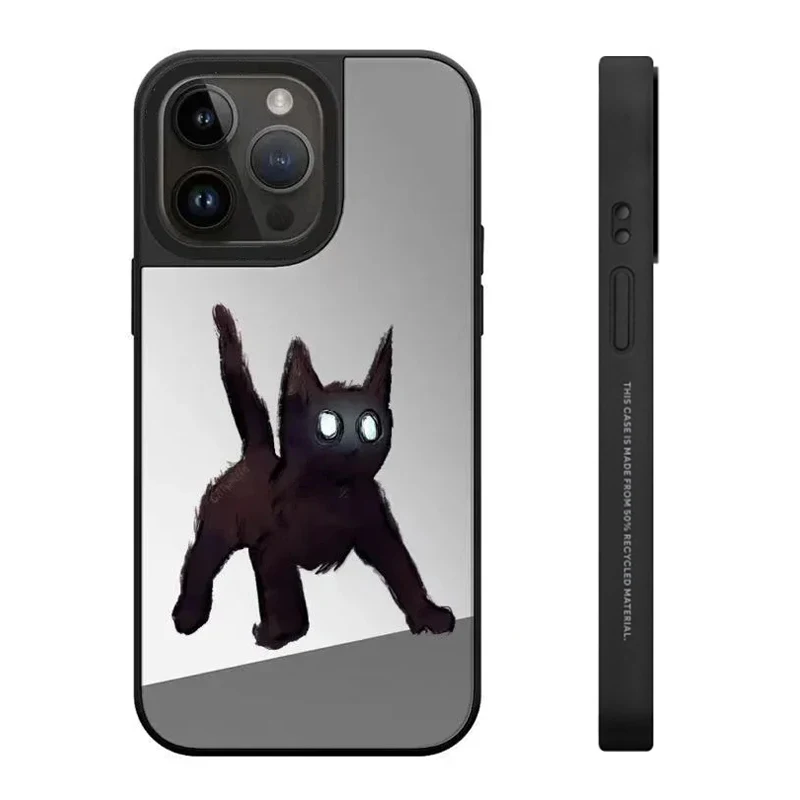 

Mirror Surface MagSafe Fierce Cat Pattern iPhone 11 12 13 14 15 Pro Max Protective Case