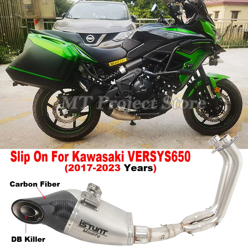 Slip On For KAWASAKI Versys 650 Versys650 2017 - 2022 2023 Full System Motorcycle Exhaust Escape Front Link Pipe With DB Killer