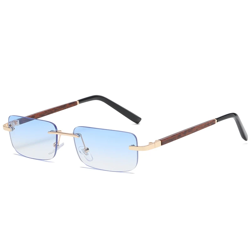 Holz randlose Sonnenbrille Frauen Männer Vintage Rechteck Holz Sonnenbrille uv400 Fahr brillen rahmenlose Farbverlauf quadratische Schattierungen