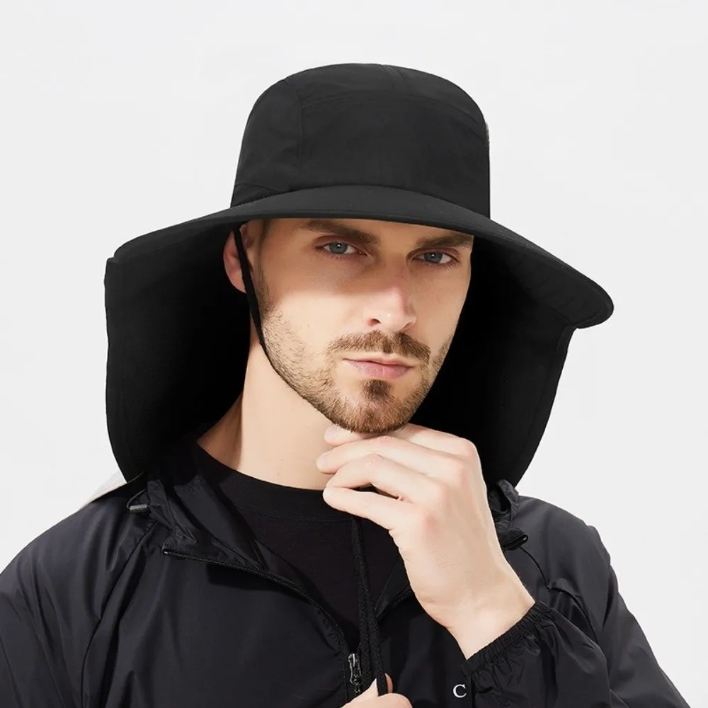 

Простая широкополая пляжная шляпа от солнца с регулируемой лямкой для шеи, дышащая, с защитой от УФ-излучения, в стиле рыбацкой кепки