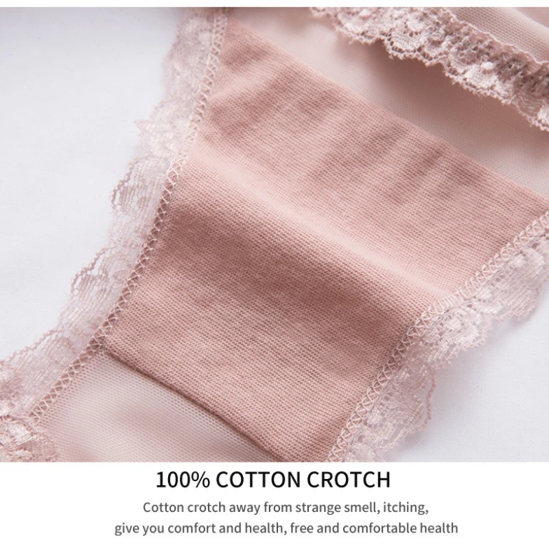 Sólido plissado renda malha calcinha sem costura para mulher oco para fora transparente sexy roupa interior lingeries para mulher biquinis tanga