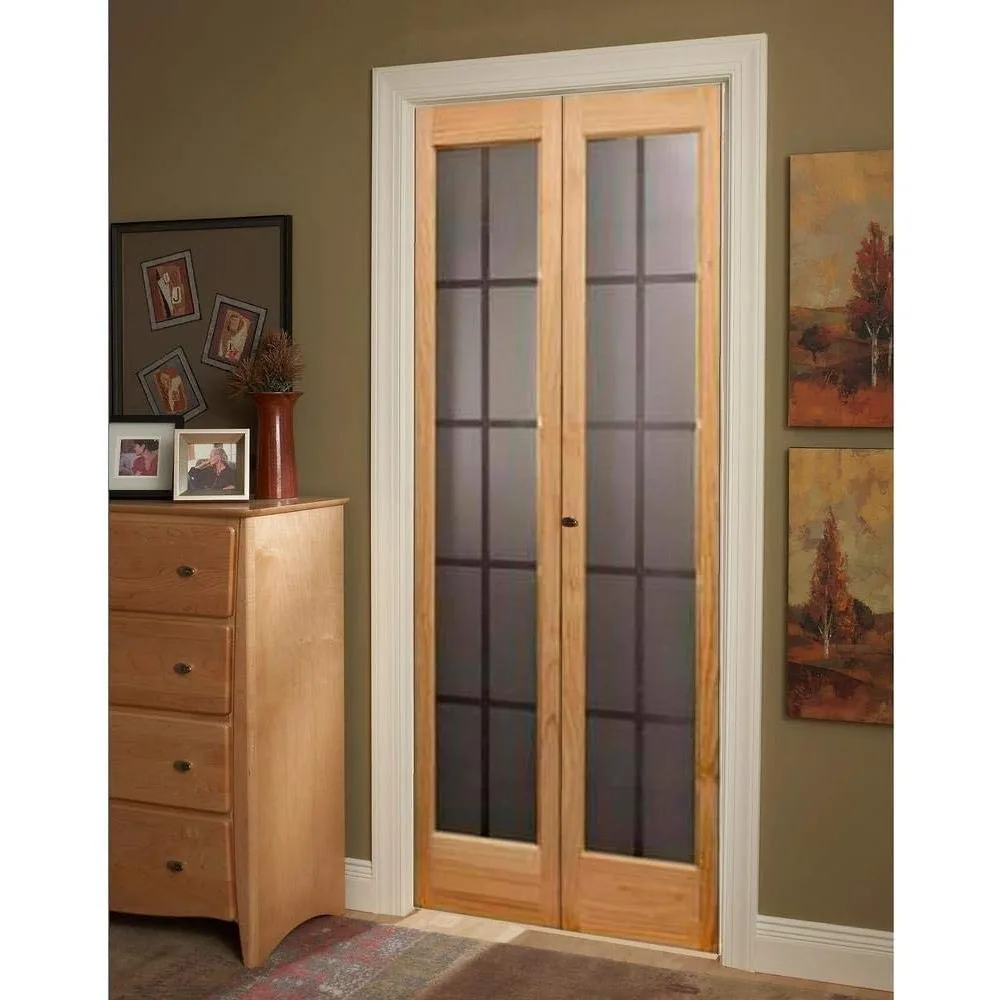 

Glass Bifold Interior Solid Wood Door, 24 Inches X 80 Inches, Unfinished Pine, Interior Double