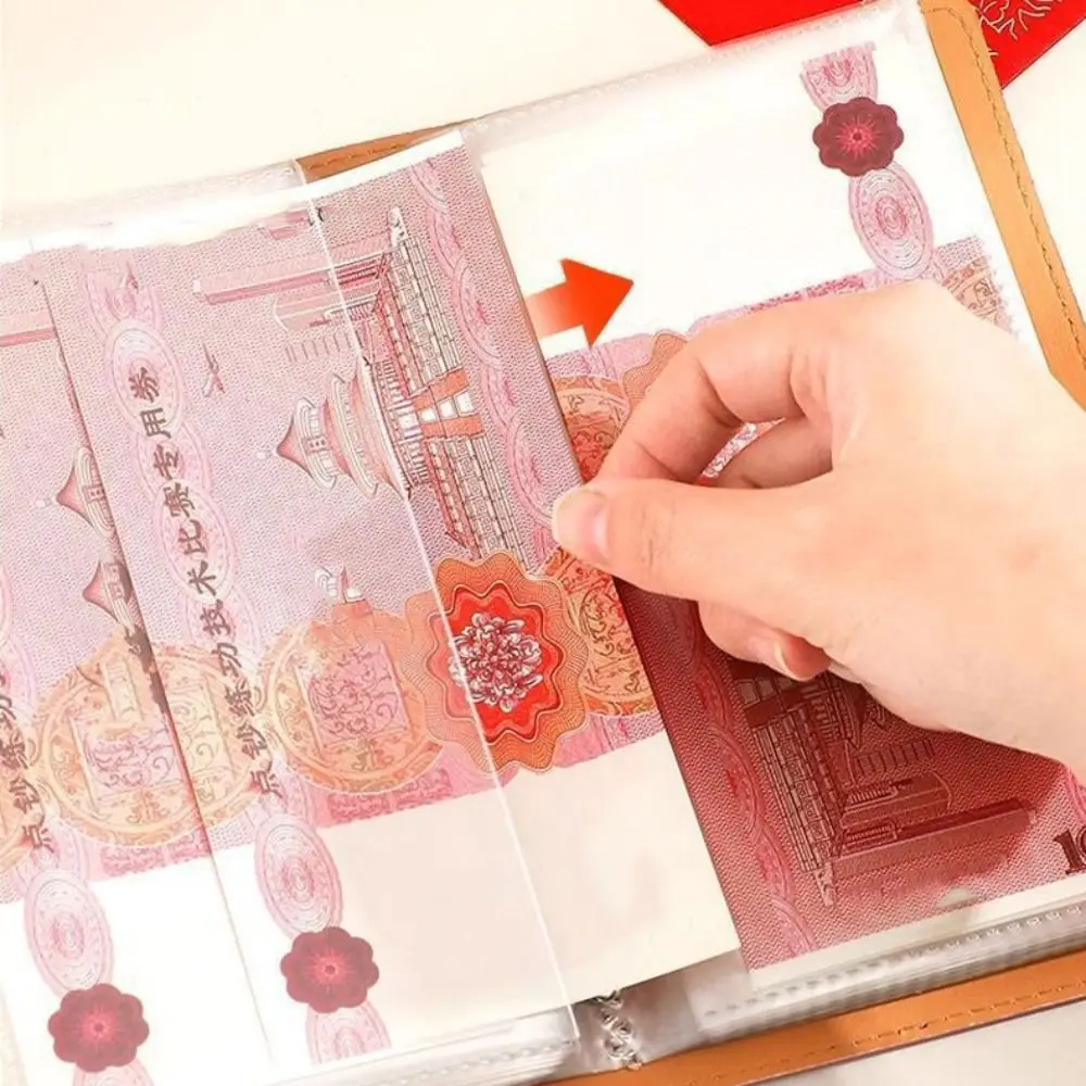 Leather 100 Envelopes Saving Money Binder Cash Envelopes Flower Printed Money Challenge Book Magnetic Buckle Loose-leaf