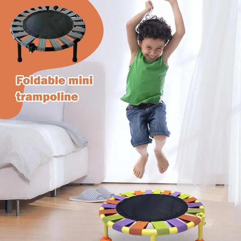 Fitness Trampoline With 165 Lbs Max Load Foldable Mini Trampoline Stable And Quiet Exercise Jumping Bed For Kids Adults