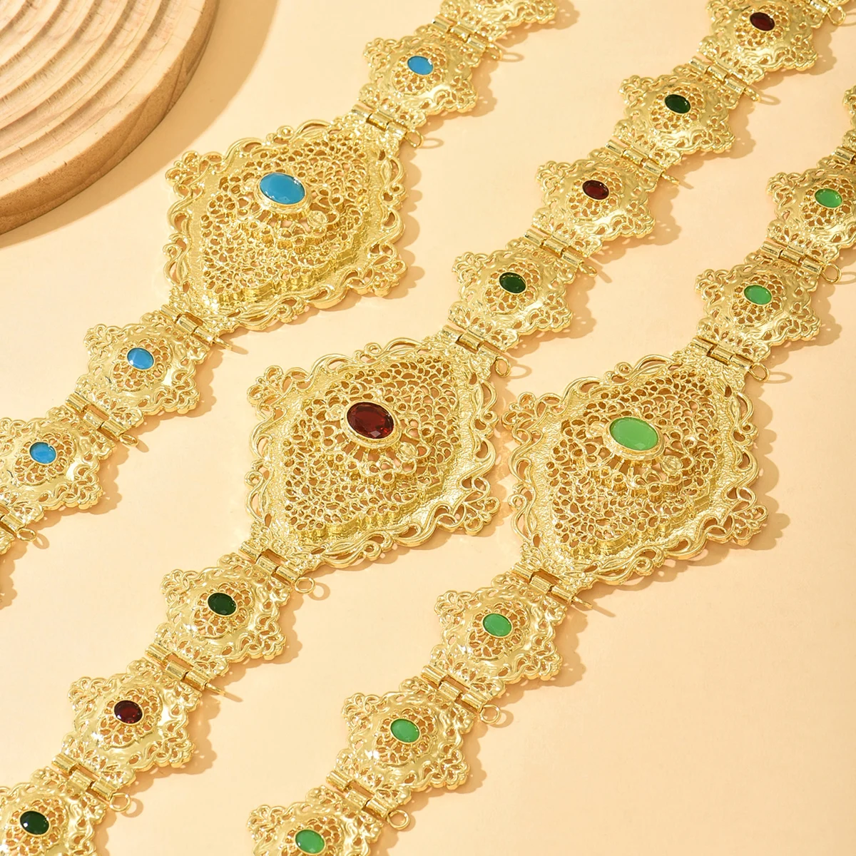 المرأة الجزائرية حزام معدني الذهب اللون عباية مجوهرات الزفاف سلسلة الخصر العربية التقليدية هدية