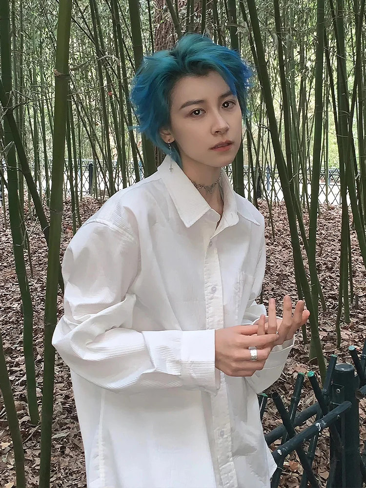 

Cleanfit White Long Sleeve Shirt Men's Summer Tension Fashion Suit Inner Wear Thin Outer Jacket American Style Pure Color