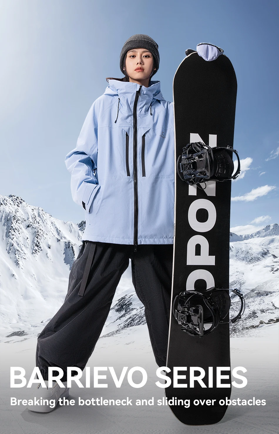COPOZZ Verdickte 3L Skijacke für Herren und Damen, winddicht, wasserdicht, Winter-Ski-Mantel, Skibekleidung, einfarbig, mit Kapuze, warmer Snowboard-Skianzug – Detail 1