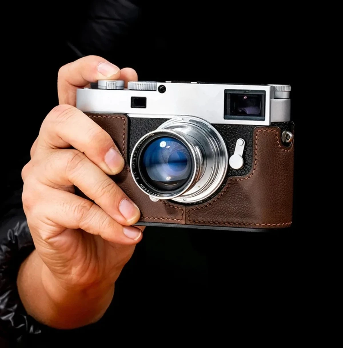 Genuine Real Leather Vintage Camera Bag Protect Case Cover Half Base Grip for Leica M11 M-11 M11-P Camera Backpack