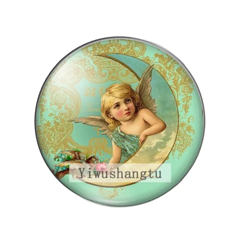 Cute angel love peace and good luck 10mm/12mm/18mm/20mm/25mm Round photo glass cabochon demo flat back Making findings ZB0543