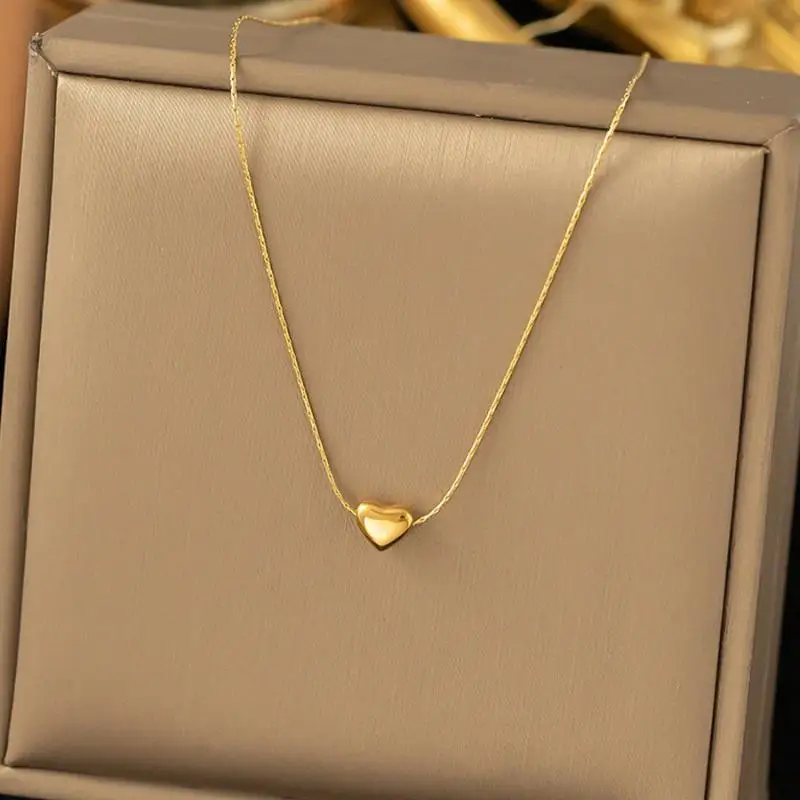Delicate Minimalist Heart Pendant Chain Necklace, Dainty Layering Ins Style Jewelry For Women