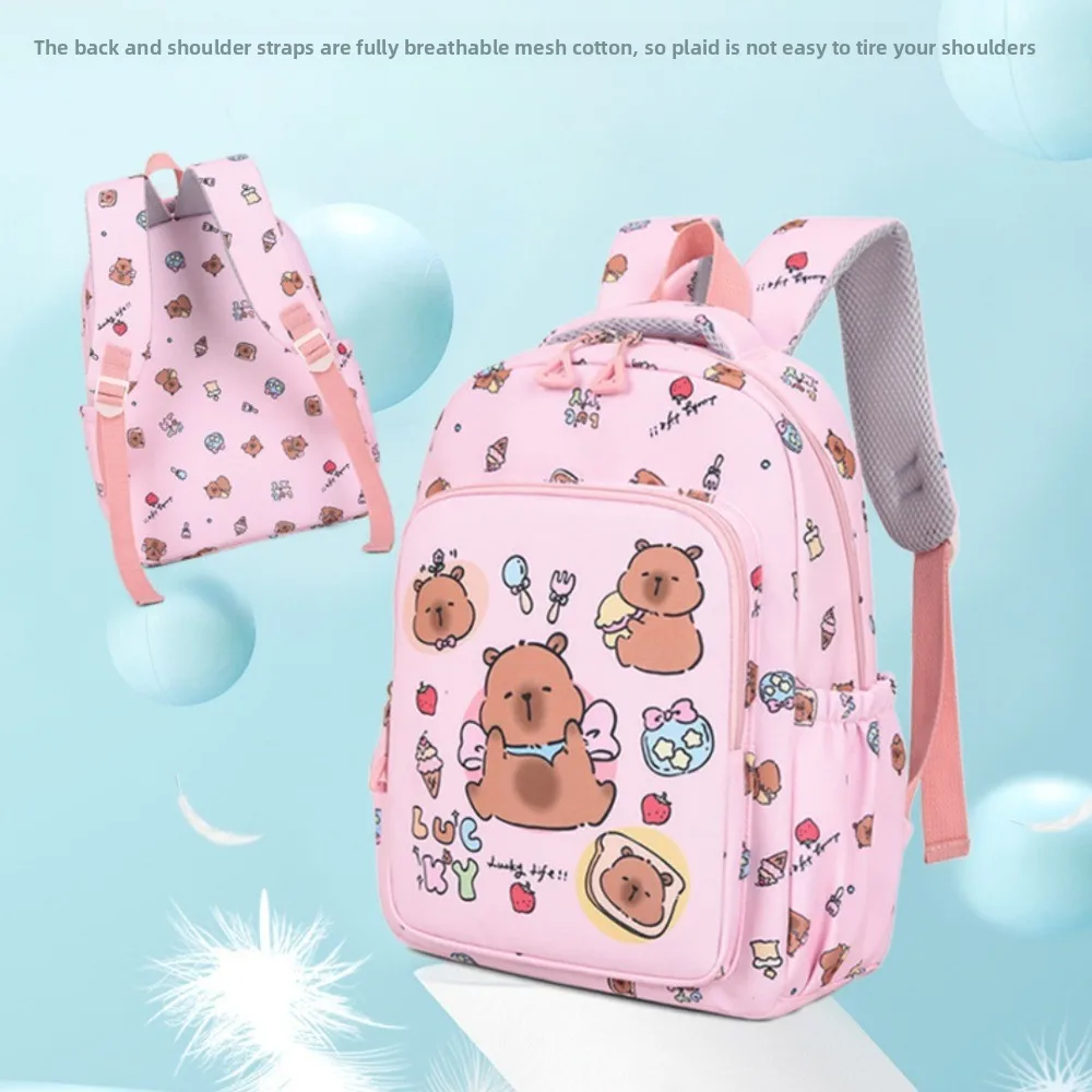 3PCS/Set Capybara School Bags Lightweight Cartoon School Backpack Set Children Book Bags Large Capacity Kindergarten Backpack
