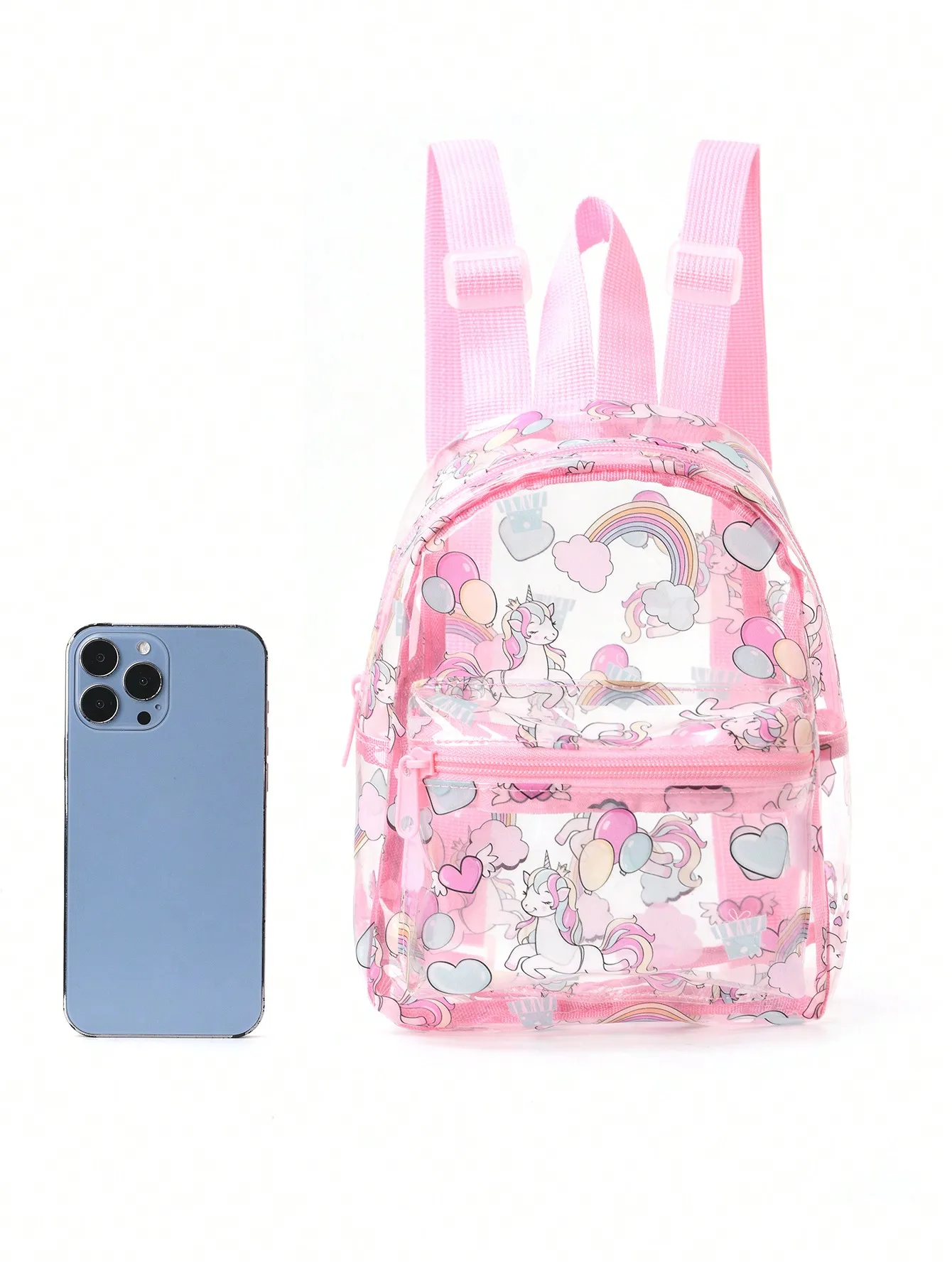 1 Pc Summer Cute Cartoon Unicorn Transparent Backpack For Girls Kindergarten School Trip Vacation Holiday Gift