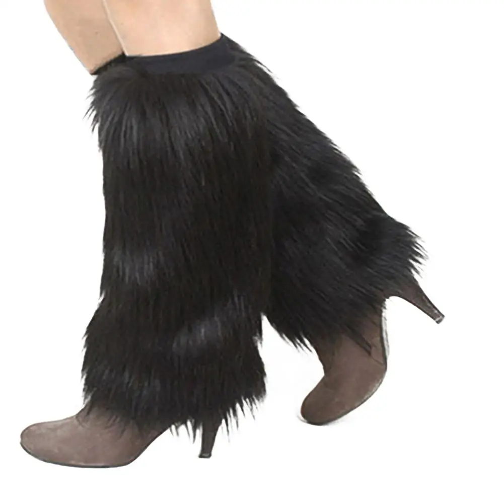 Calentadores de piernas de piel sintética para mujer, calcetines cálidos de pierna larga de Color sólido, fundas de botas Punk Lolita para niñas,