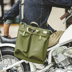 Maden-Casco Retro de lona para hombre, bandolera de piloto de gran capacidad a prueba de salpicaduras, bolso para tableta con cremallera, bolsos para motocicleta