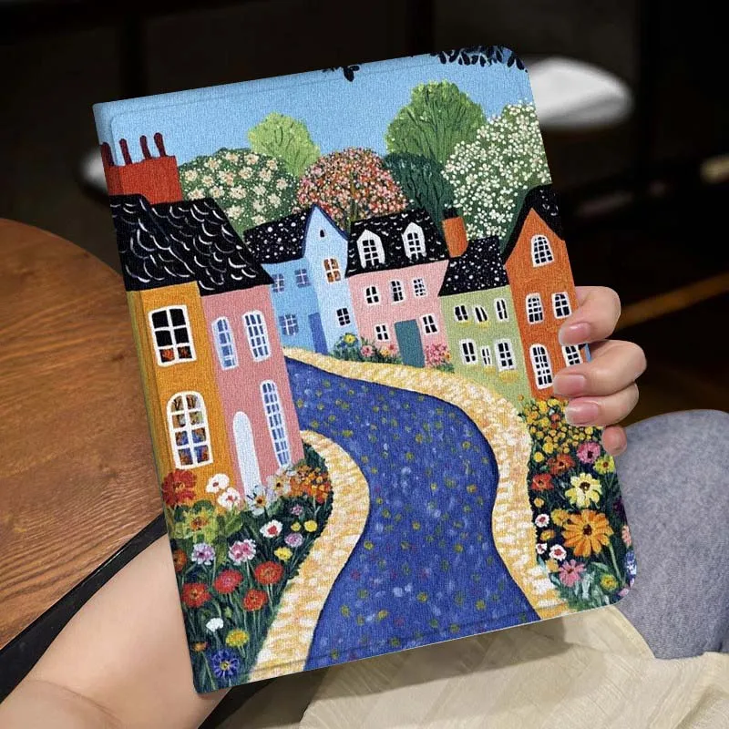 

Colorful Houses Street Popular For Huawei MediaPad MatePad Honor Pro V6 9 V8 X9 12 X 13.3 SE 11 11.5 Inch Tablet Case