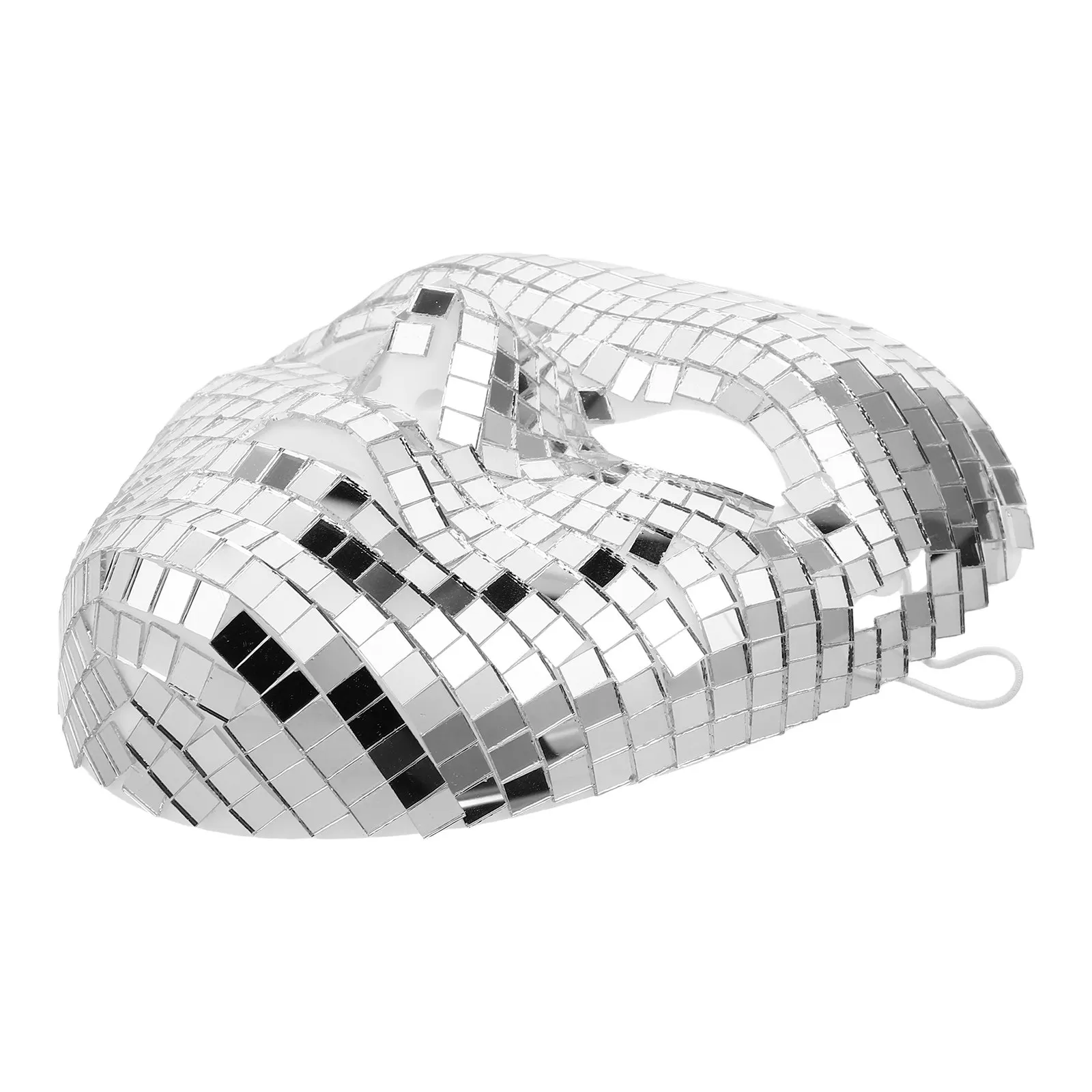 Disco Ball Full Face Mirror Mask Sparkly Masquerade Costume Halloween Carnival Birthday Party Stage Performance Face Cover