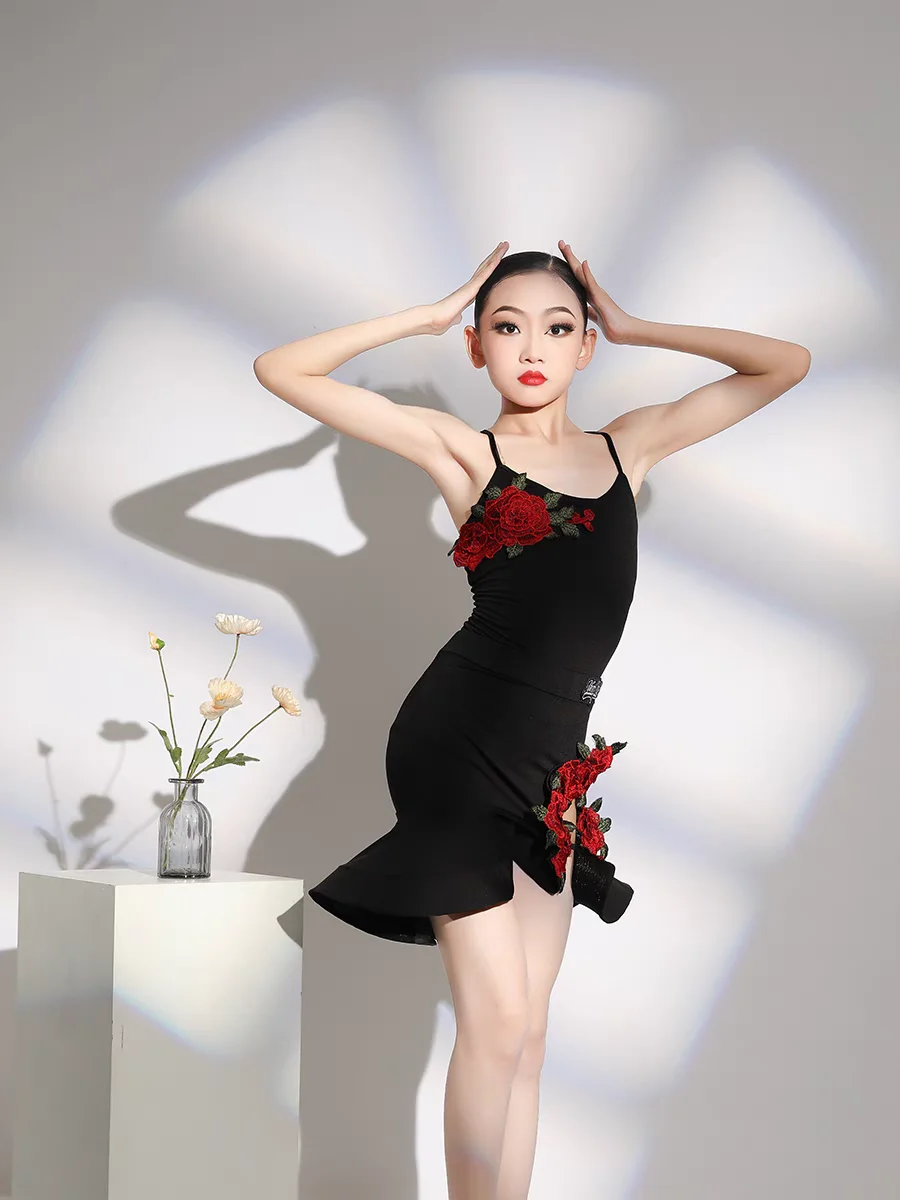 Child Dance Skirt Latin American Woman Skirt Dance Dress for Children Performance Suit Stage Costume Latin Dance Dress Girl