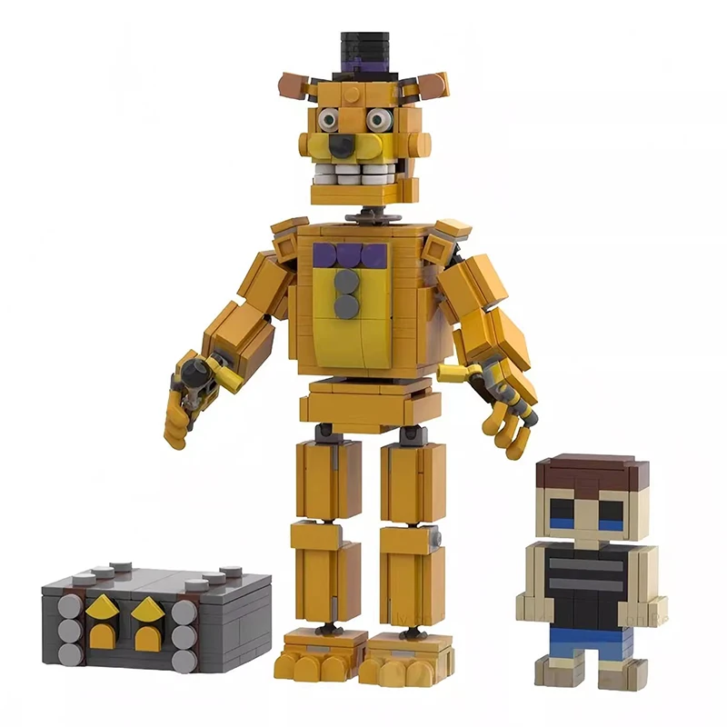 Bricklink MOC 아이디어 다섯 밤 공포 게임 Freddyed 액션 피규어 Fredbear Foxy Puppet 빌딩 블록 아이 장난감 할로윈 선물
