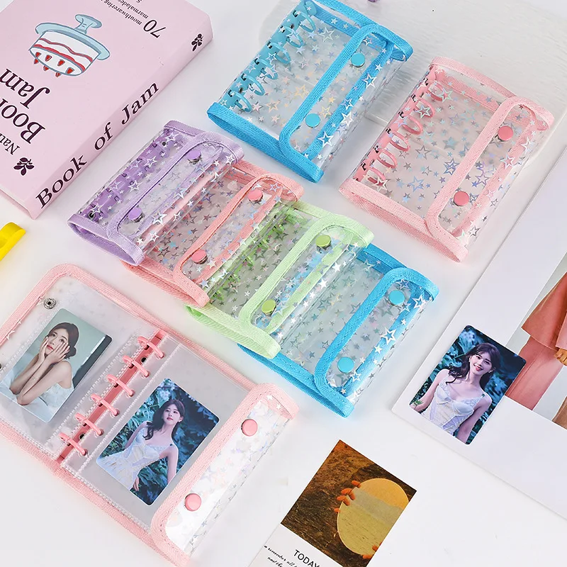 A7 Double Button Translucent Starry DIY Binder Photocards Collect Book Diary Agenda Planner DIY Cover Album Stationery