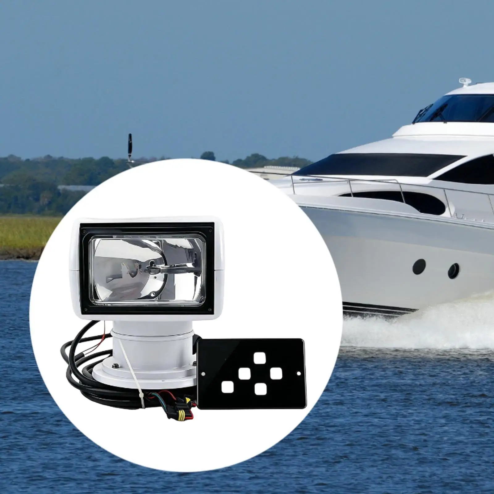 Marine Boat Spotlights Adjustable Angle Remote Control Long Range LED Searchlight for Night Navigation