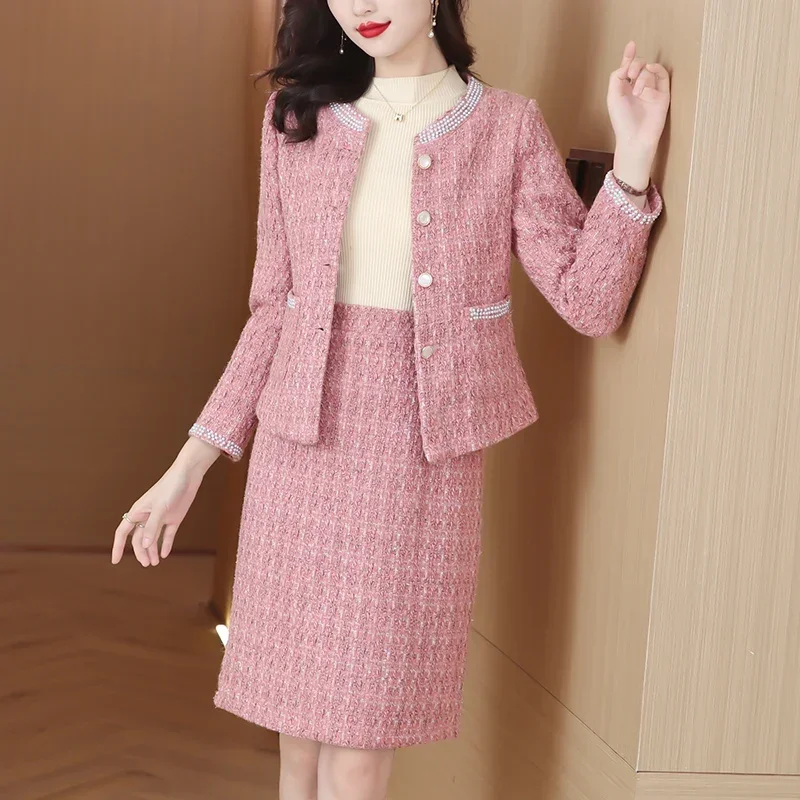 UNXX Chic Style Skirt Suits Vintage Fashionable Slimming Autumn 2024 New Stylish Women's Two-Piece Set Female Office Lady Sets