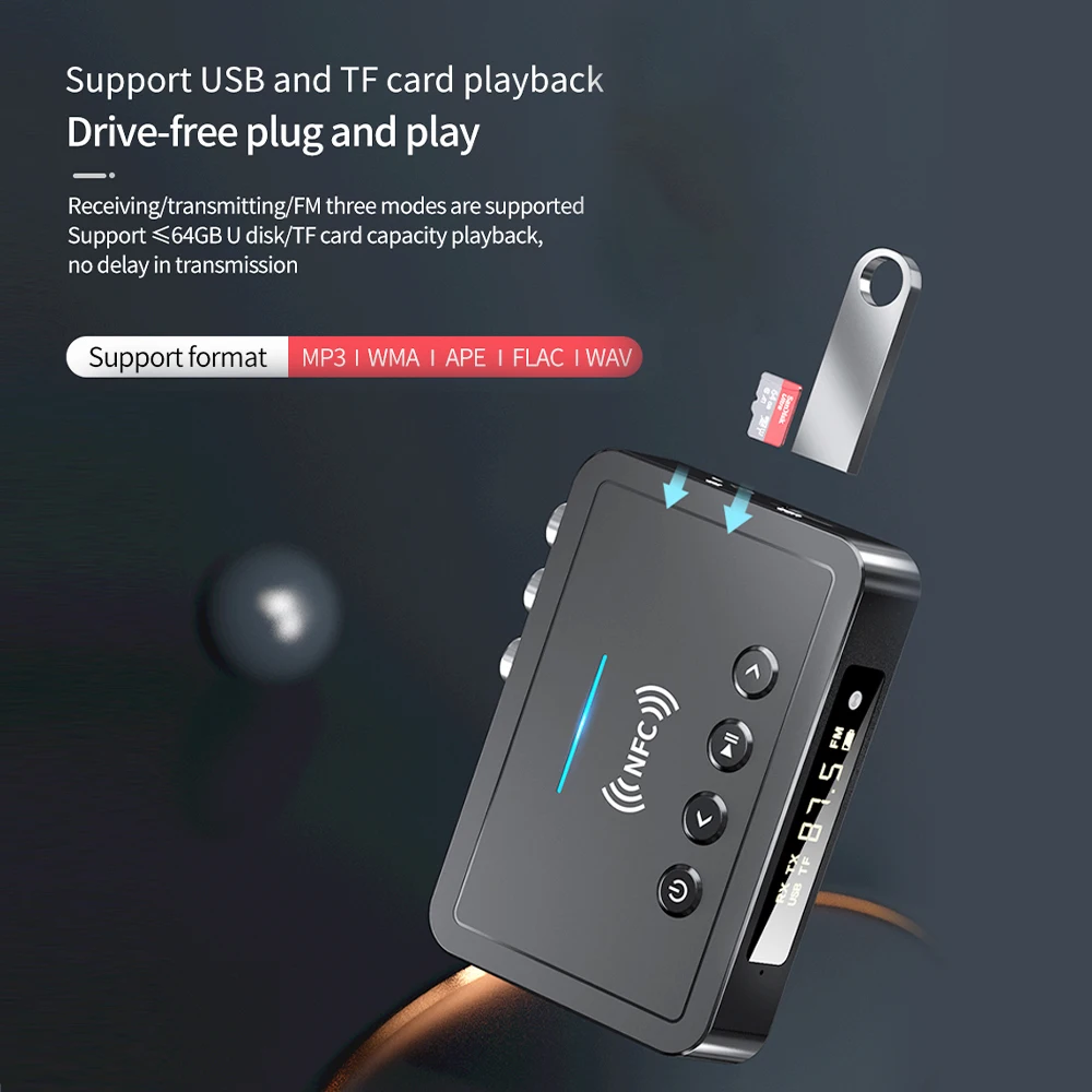 Rechargeable 3.5mm AUX/RCA/USB U Disk/TF Input Bluetooth 5.4 Remote Controller M6 Bluetooth Receiver Transmitter Digital Adapter