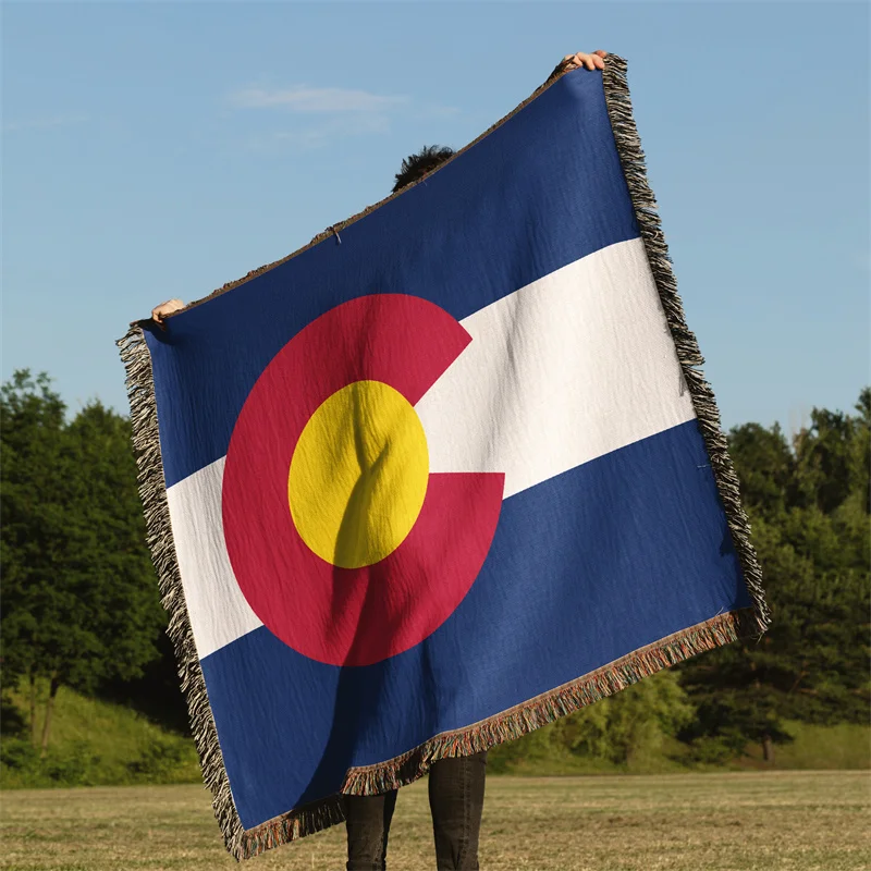 Gaslight Gatekeep Girlboss Colorado United States of America Jacquard Fringed Woven Throw Blanket