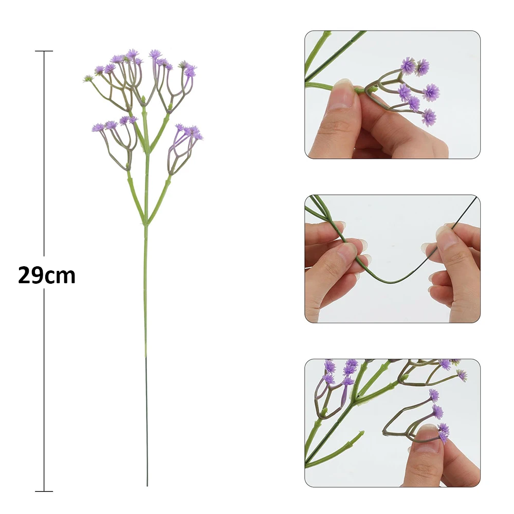 15 قطعة زهور التنفس الاصطناعية للأطفال الأرجواني جيبسوفيلا البلاستيك ورد صناعي لحفل الزفاف لتقوم بها بنفسك الأزهار ديكور حديقة المنزل #4
