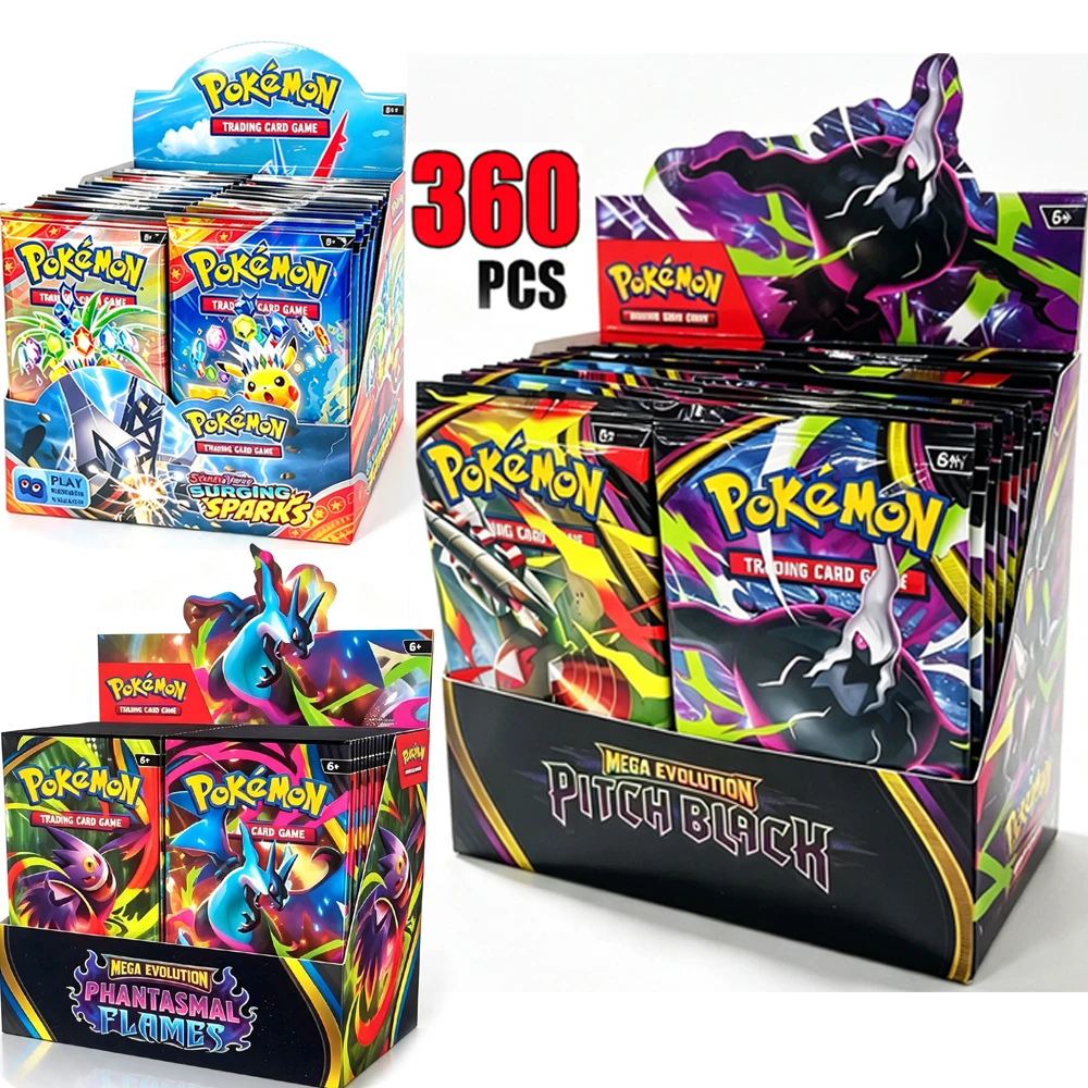 2026 360Pcs Pitch Black Pokémon Cards Mega Evolution Pitch Black ascend heroes Phantasmal flames Scarlet Violet 151 Booster Pack