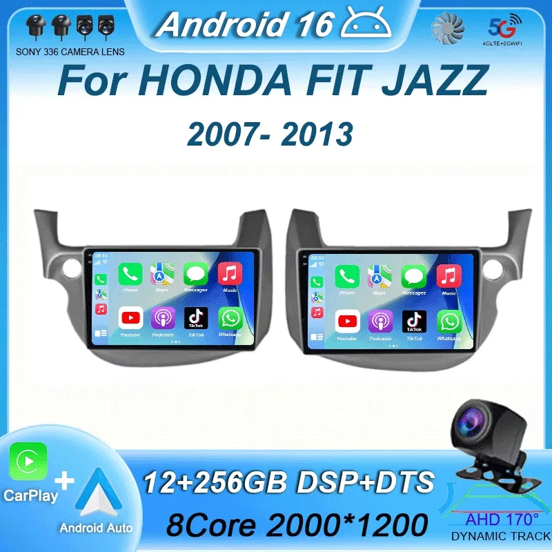 

Android 16 10"Carplay Auto Car Radio For HONDA FIT JAZZ 2007-2013 Multimedia Video Player GPS Navigation 4G+WIFI Head unit 2 Din