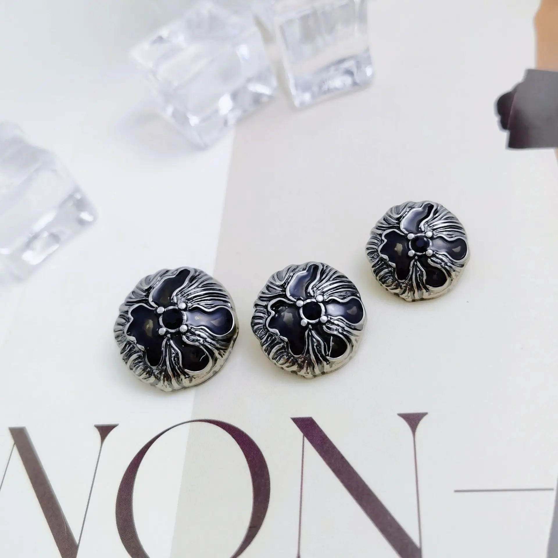 Drip Oil Diamond Inlaid Metal Buttons Plated Alloy Ornament For Blazer Outerwear