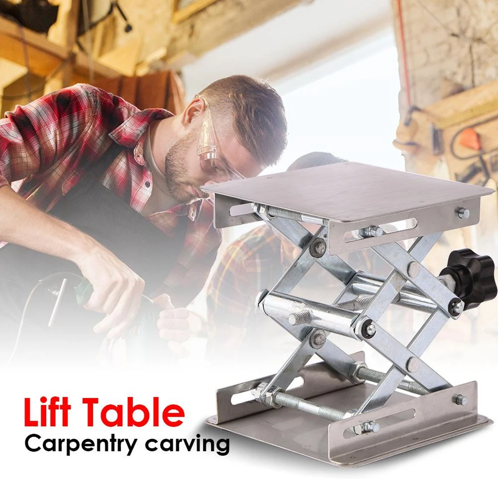 Aluminum Lifter Plate Table 100 Woodworking Machinery Engraving Laboratory Lifting Stand Manual Lift Platform Carpentry Tools