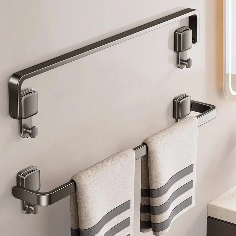 

Wall Mounted Suction Cup Towel Rack 30/40/50cm Towel Shelf No Drill Bath Towel Bar Home Bathroom Accessories Space Saving
