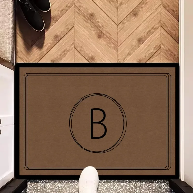 Brown Doormat Letter Pattern Custom Floor Mat Minimalist Foot Mat Small Carpet Black Line Dark Color Dirt-resistant Rug Alfombra