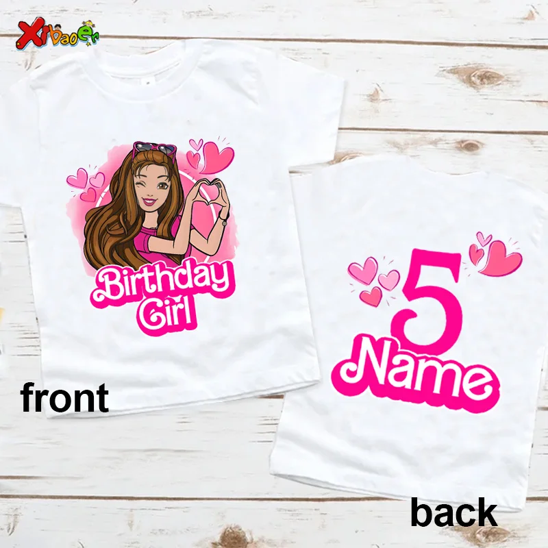 

6th Birthday Girl Shirt Matching Outfits T Shirts Party Kids Shirts Dolls Girls Clothes Shirts 7th Birthday Custom Name T Shirt