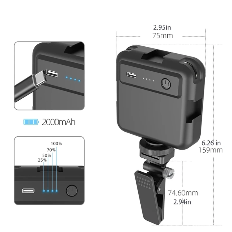 Dropship Square Indispensable Video Fill Light Adjusted 2.7W Multi-function Fill Light With Tripod  mAh Fill Optical Line