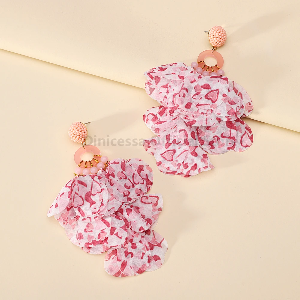 Leopard Handmade Flower Glamorous Decor Original Bride Wedding Party Pendant Jewelry Luxury Design Dangle Earrings For Women