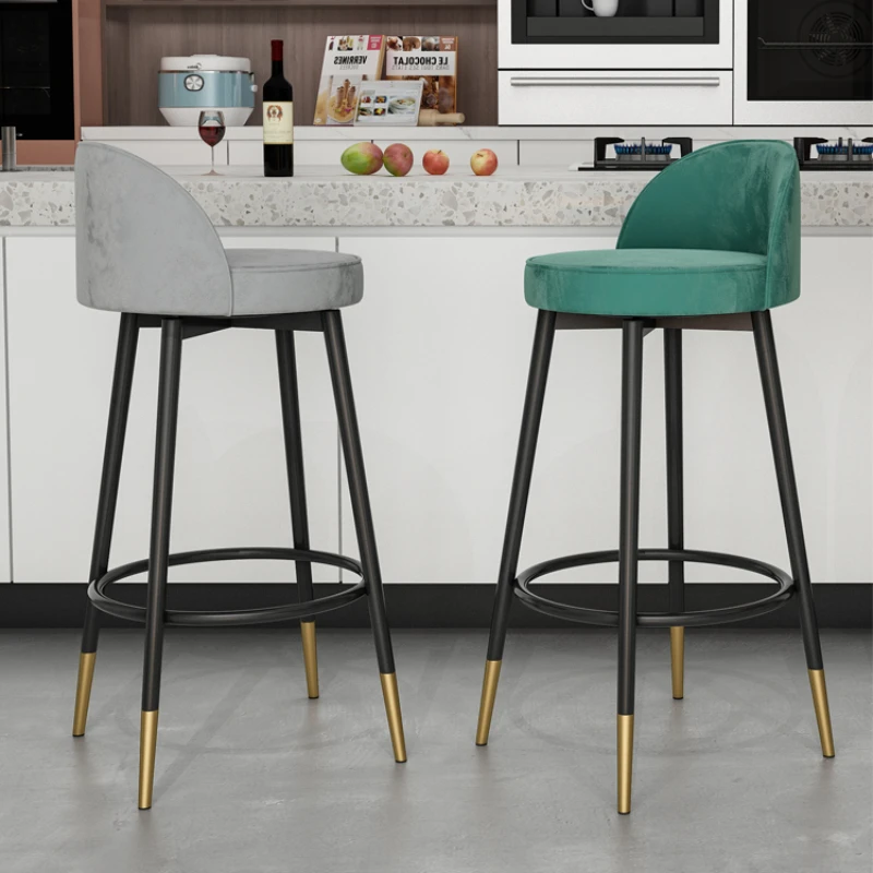 

Офисный барный стул для гостиной, высота стойки, водонепроницаемый розовое золото, ресторанный художественный барный стул, кожаный круглый табурет-альто, мебель для дома