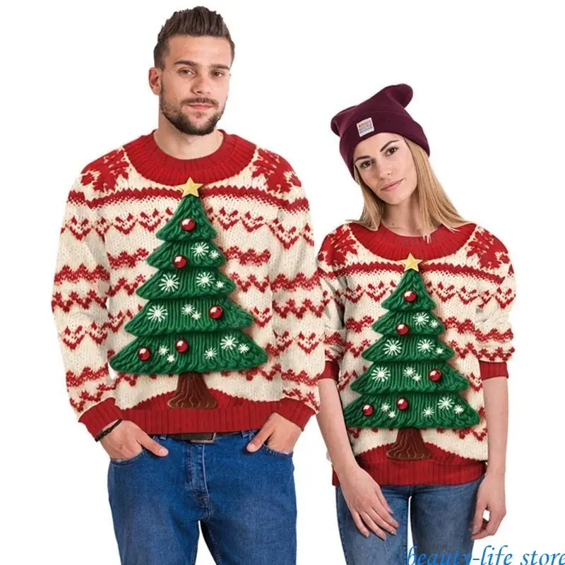 

Christmas Crewneck Sweatshirts Long Sleeve Sweater Print Holiday Fashion Top 517D