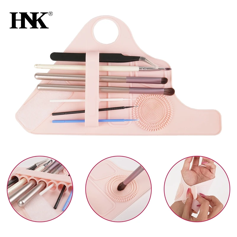 Silicone Makeup Pad Makeup Accessory Hand Strap With Textured Cleaning Cosmetic Palette Brush holder Storage Glove Holes