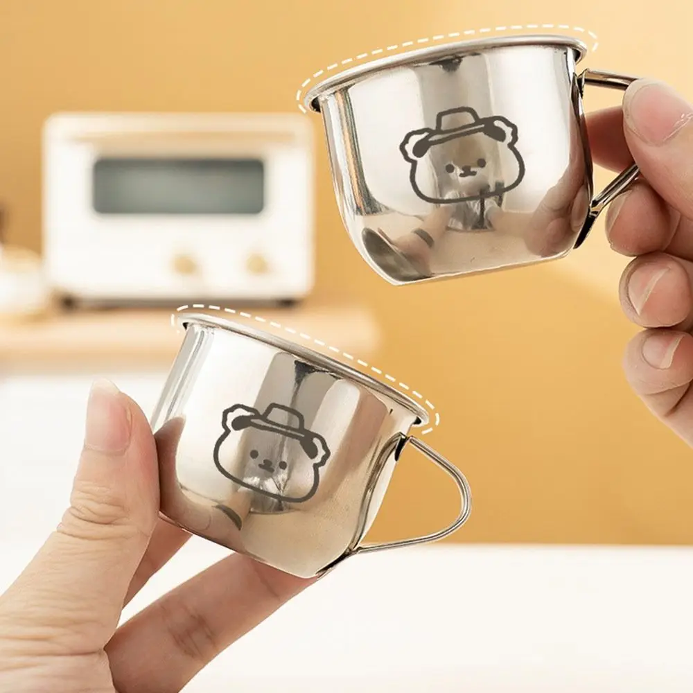 80/200/400ML Kid Water Cup Bear Design Stainless Steel Tea Milk Cup Cartoon with Handle Milk Cup for Tea Milk Coffee Cold Drink