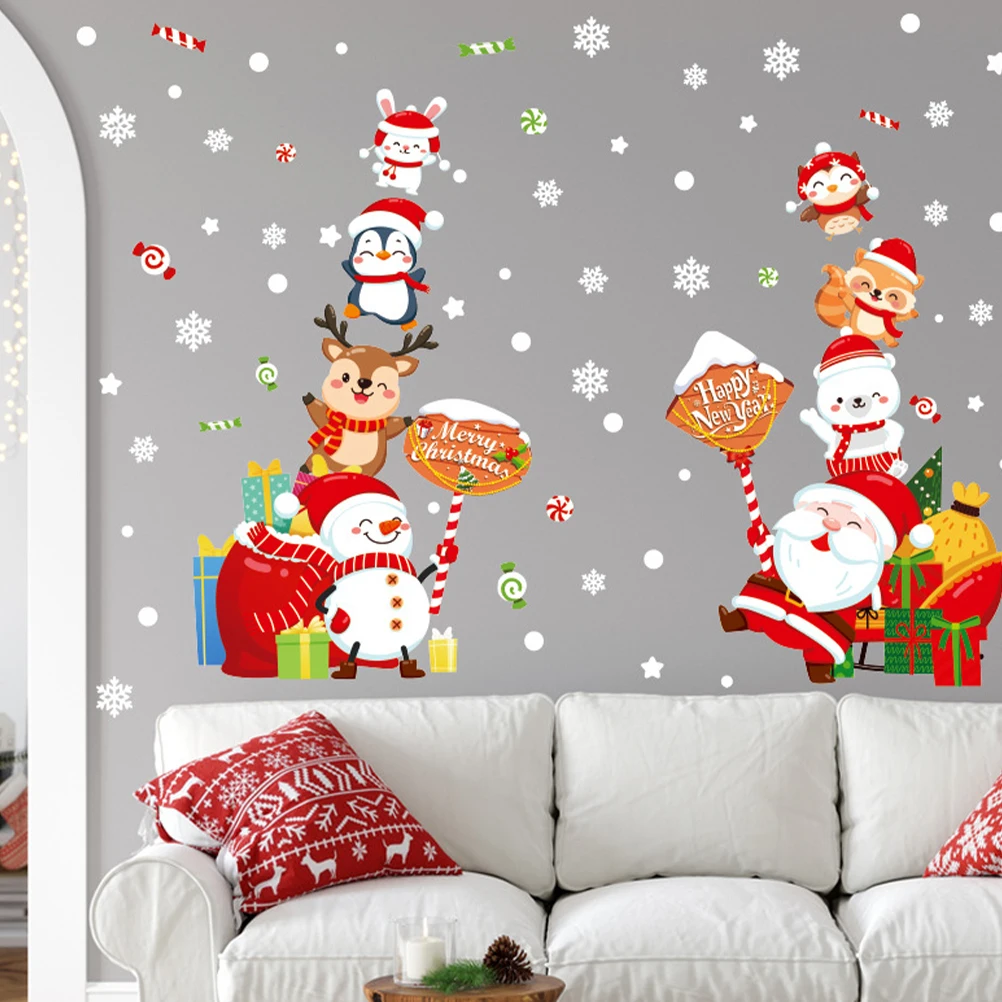 

Decorative Stickers Christmas Window Decals Cartoon Wall Shop Pvc Home Clings Glass