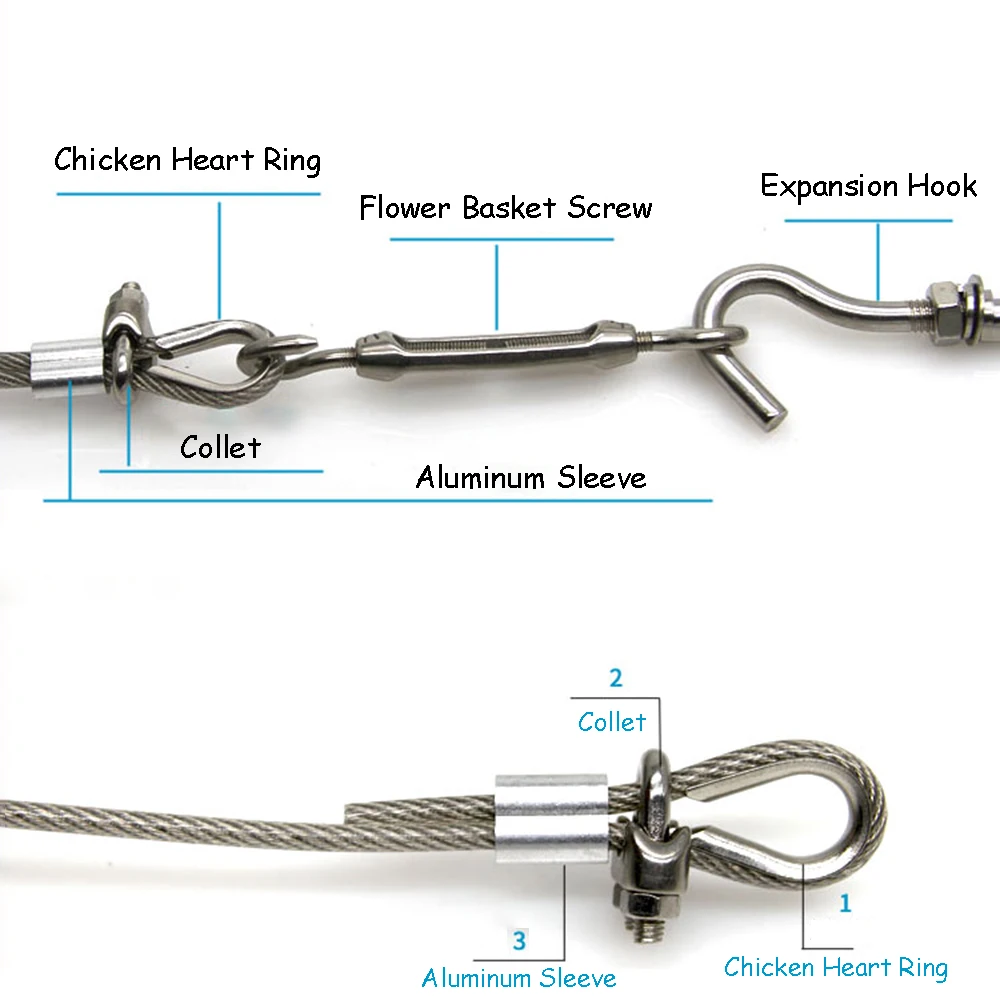 2-30 M Steel Rope Diameter 4/5mm Plastic Coated Soft Wire Rope 304 Stainless Steel Lifting Wire Rope Full Hard Wires Clothesline