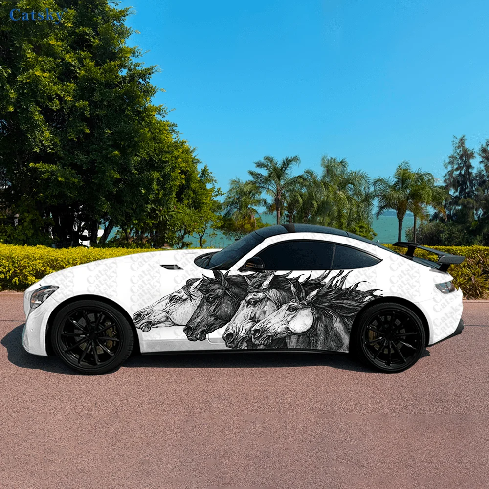 

Dark Style Horse Unique Car Vinyl Wraps Decal Self-adhesive PVC Sticker Suitable for Trucks SUV Decoration Auto Accessories Gift
