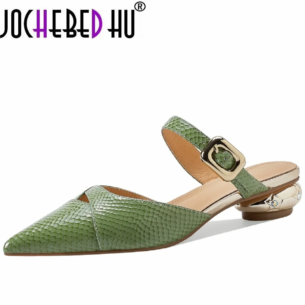 

【JOCHEBED HU】Новые летние женские дышащие и удобные сандалии ручной работы из натуральной кожи с острым носком, мягкая обувь 34-40