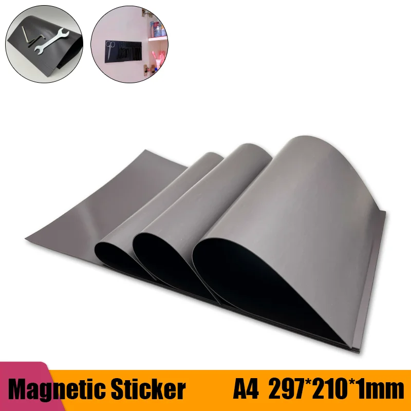 Thickness 1.5/1.0/ 0.5mm A4 Square Soft Magnet Sheet Magnetic Mat Refrigerator Photo Picture Cutting Die Craft One Side Magnets