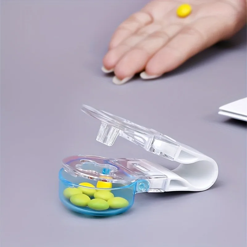 A Portable Pill Taking Device, with Pill Box-Household Gadget, Tablet Blister Bottle Opening Aid, New Design Drug Dispenser